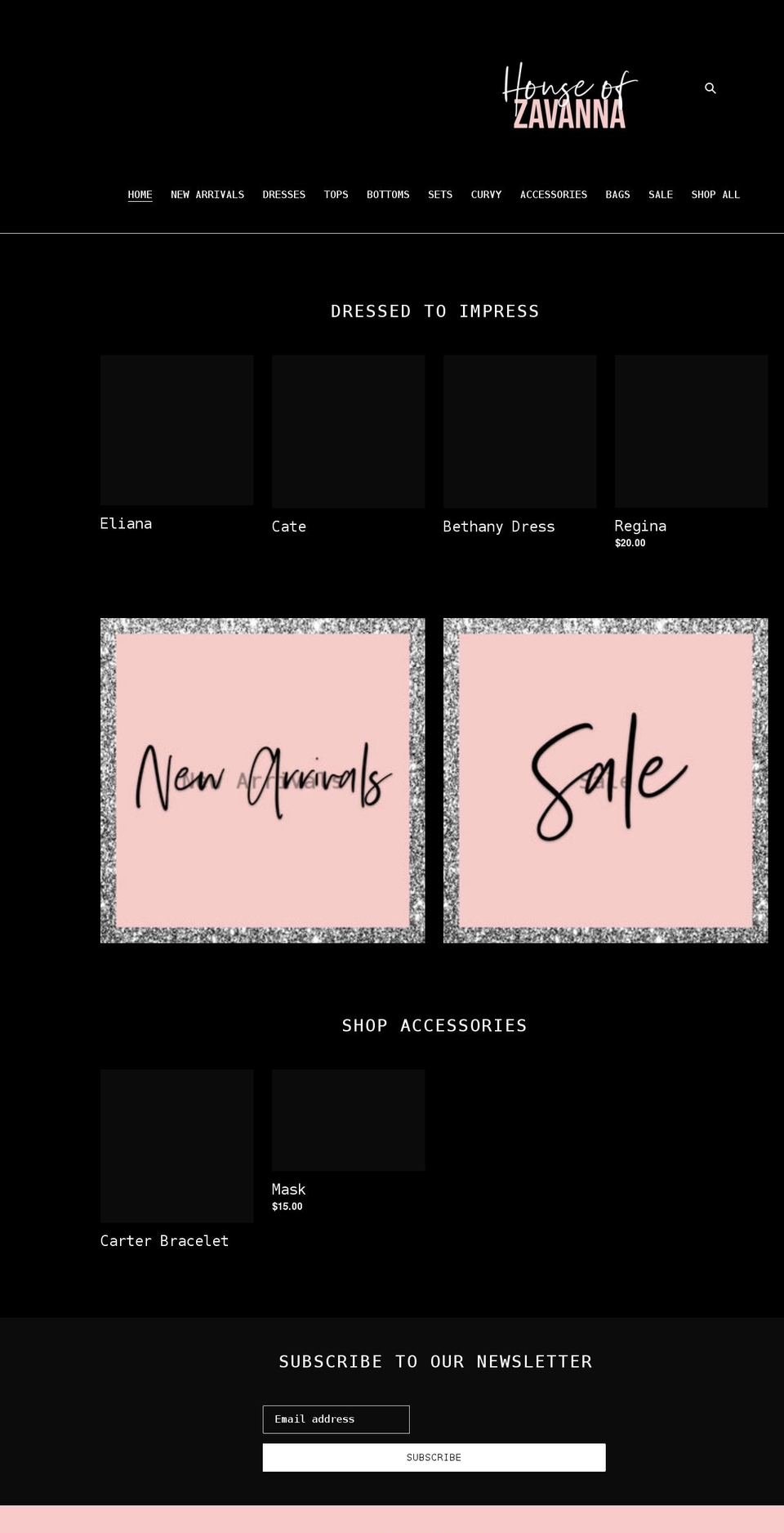 houseofzavanna.com shopify website screenshot