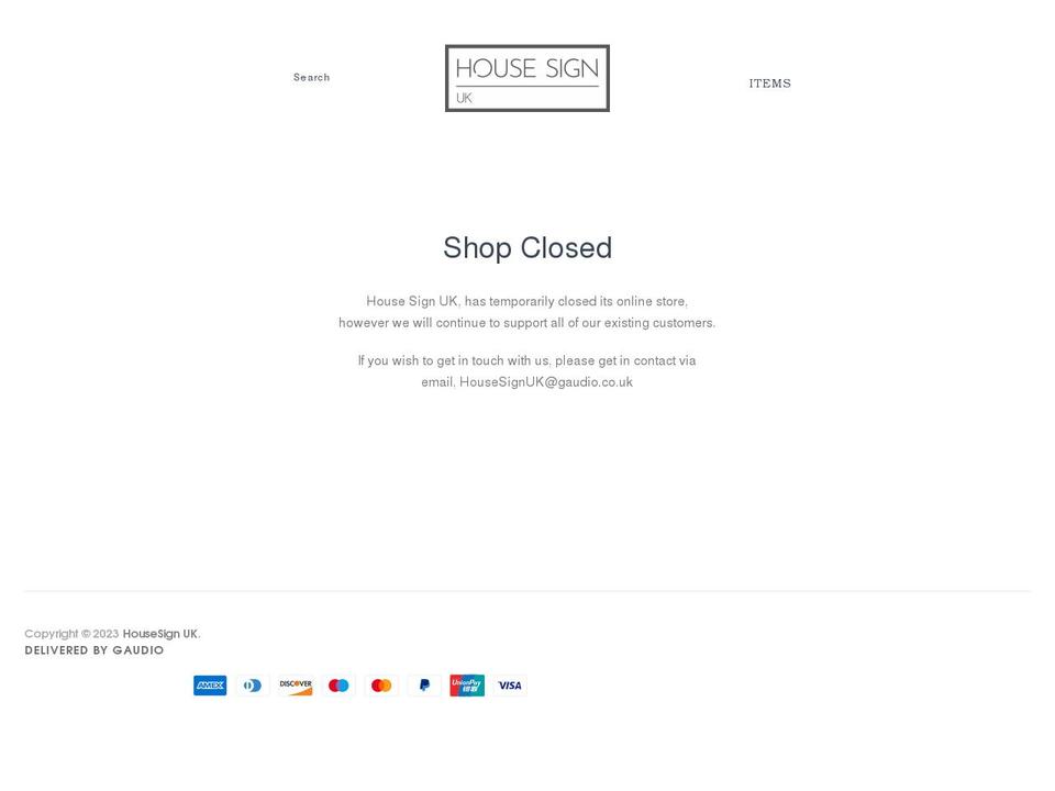 housesignuk.co.uk shopify website screenshot