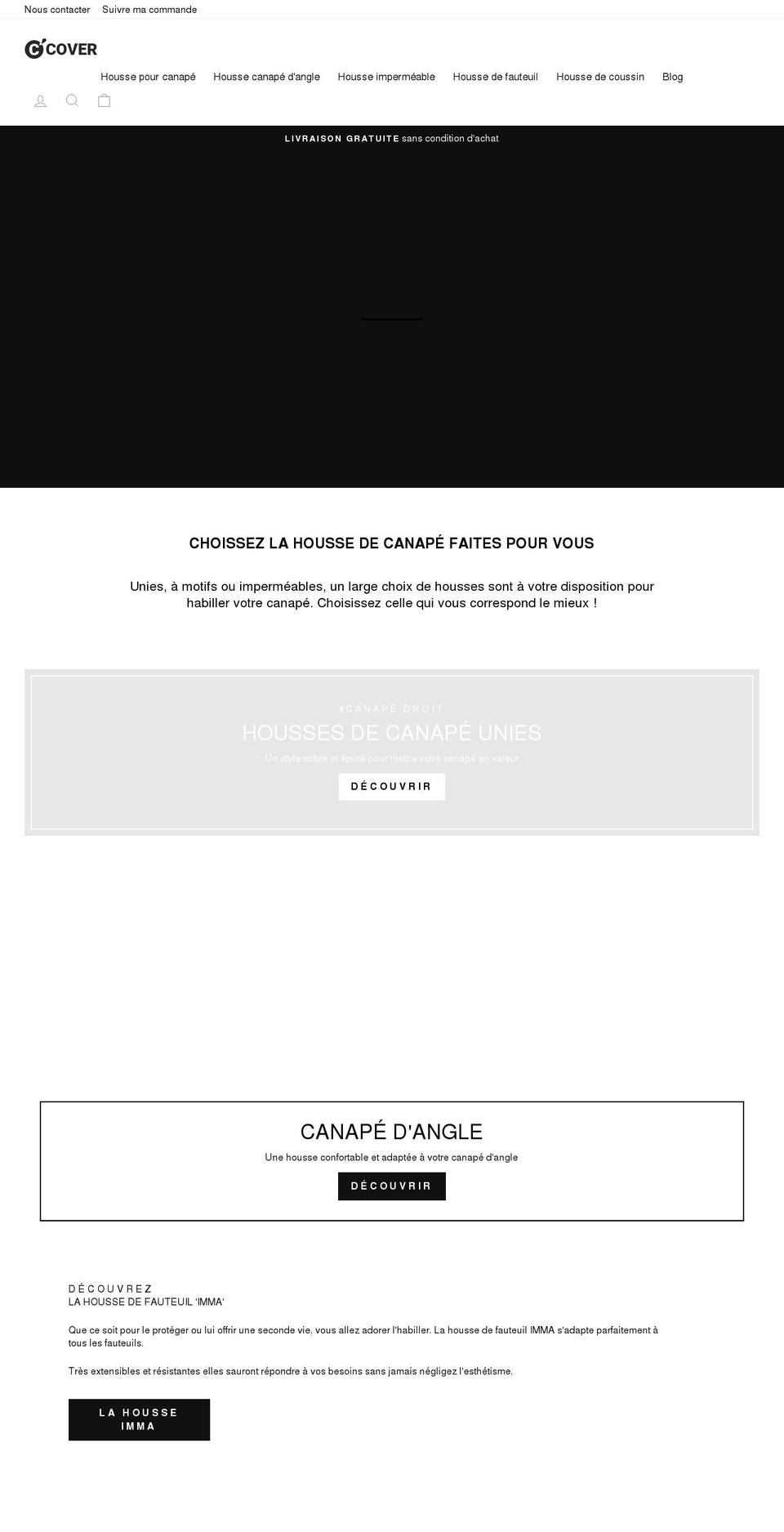housse-canape.com shopify website screenshot