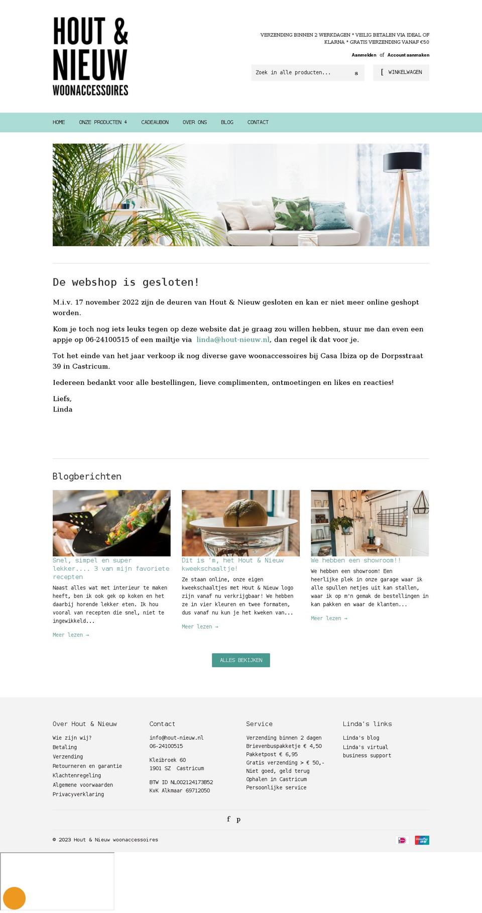 hout-nieuw.nl shopify website screenshot