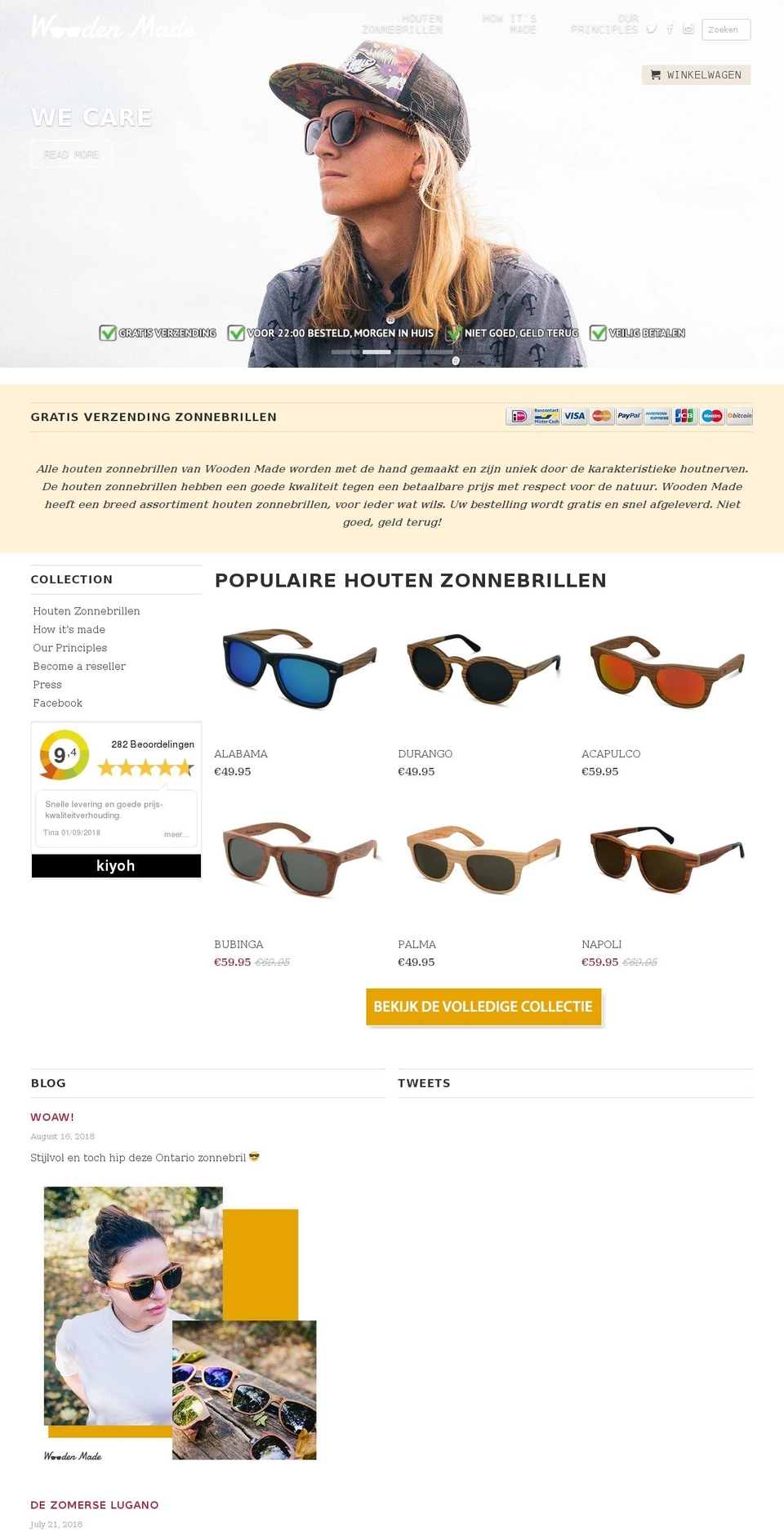 houten-zonnebril.net shopify website screenshot