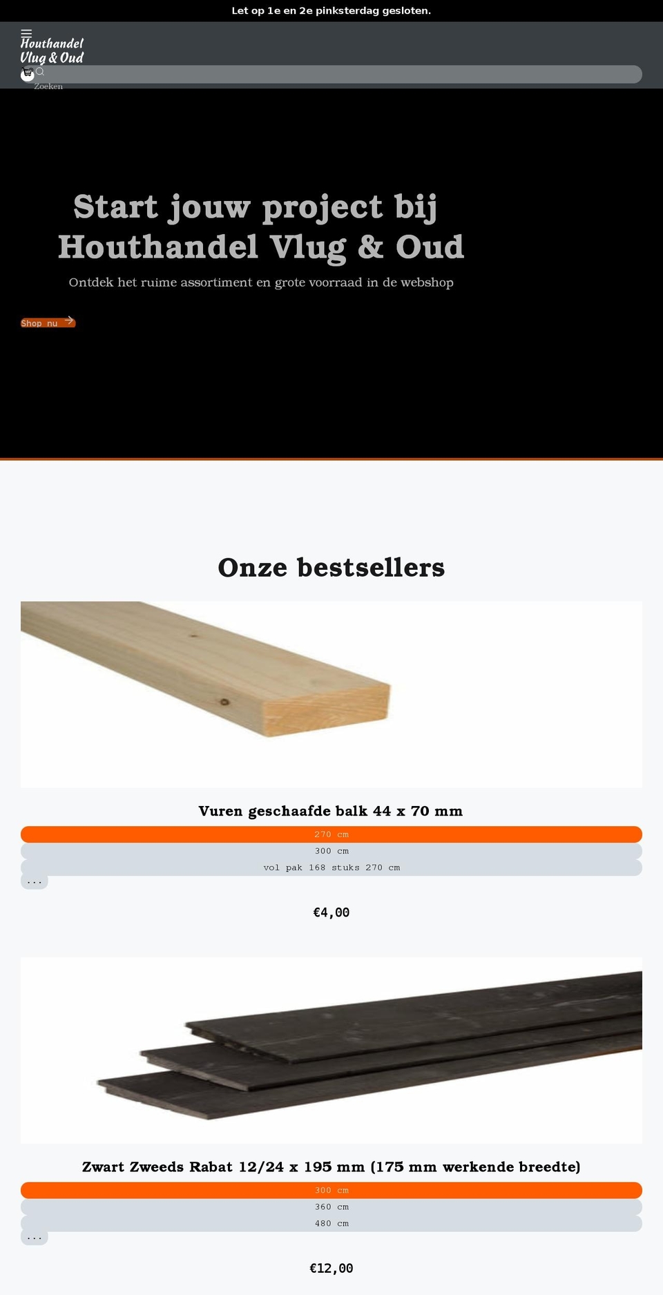 houthandelvlugenoud.nl shopify website screenshot