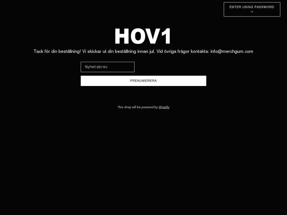 hov1.se shopify website screenshot