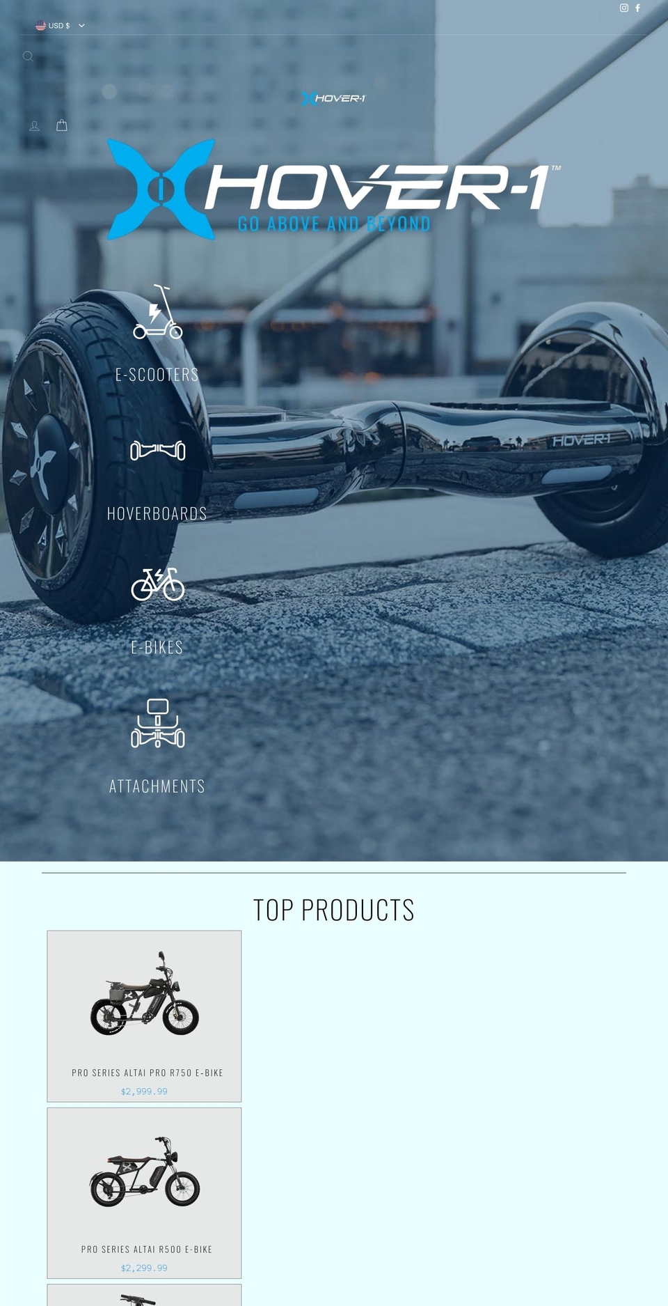 hover-1.com shopify website screenshot