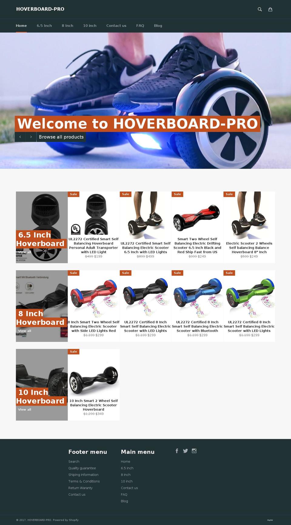hoverboard-pro.com shopify website screenshot