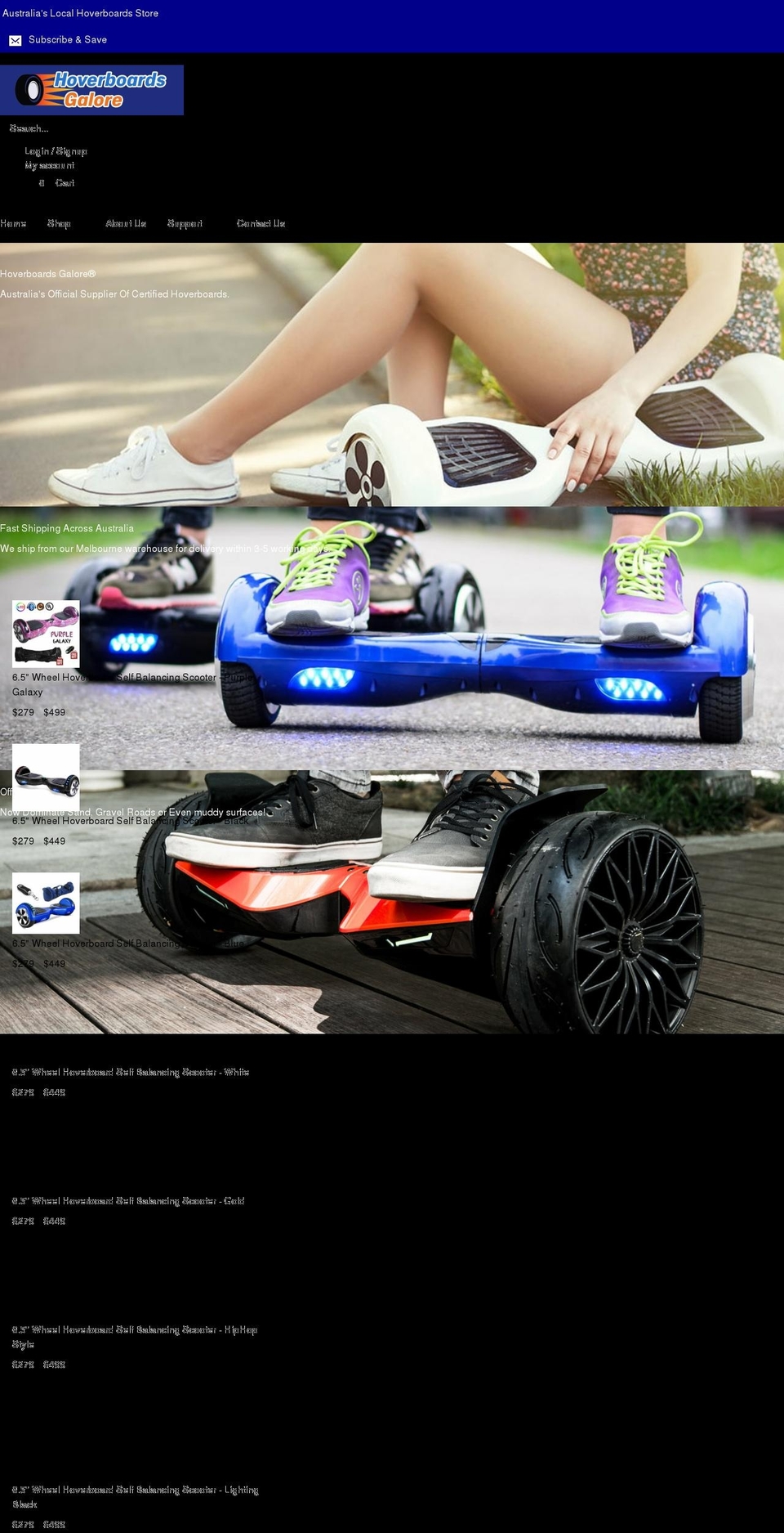 hoverboardsgalore.com.au shopify website screenshot