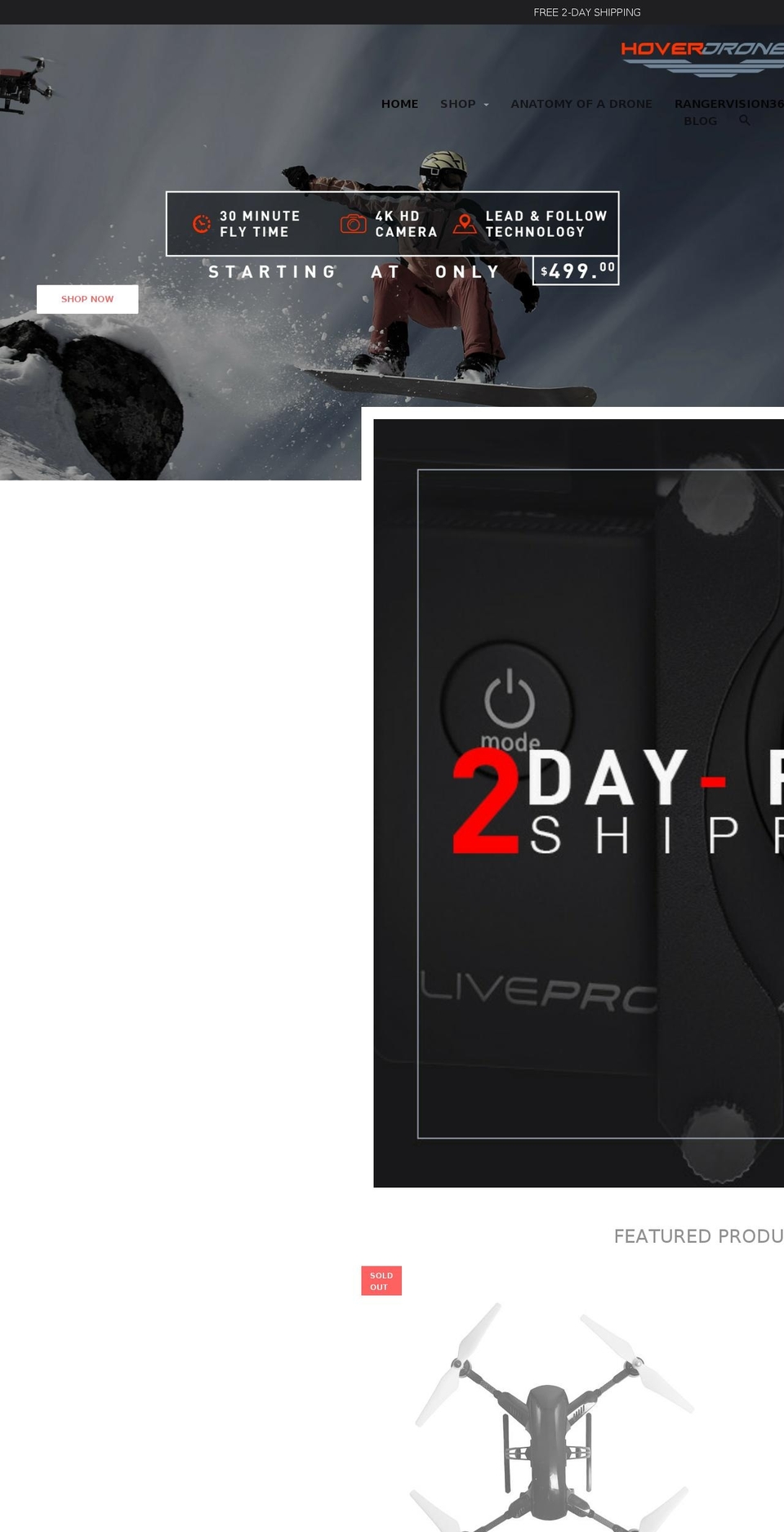 hoverdrone360.com shopify website screenshot