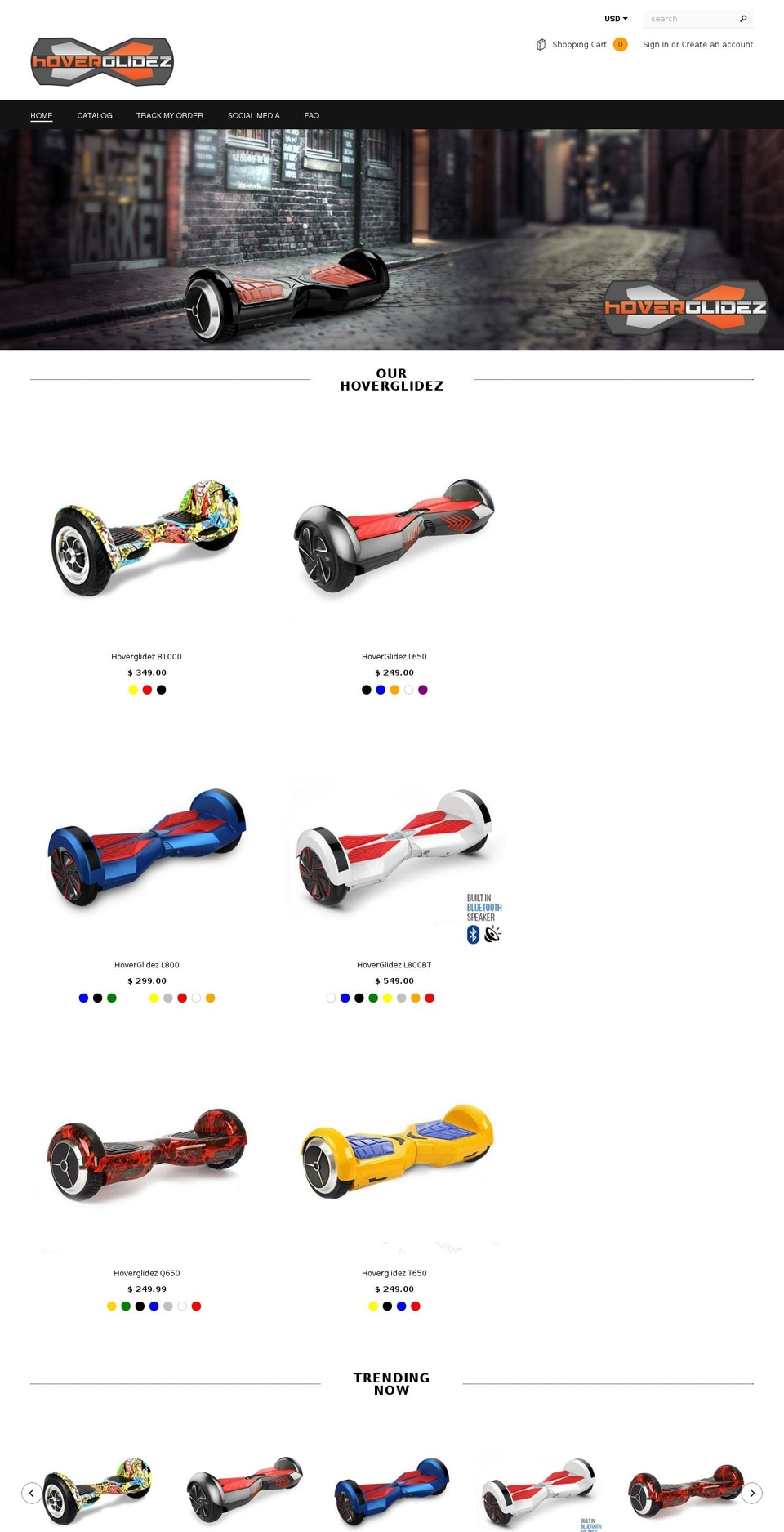 hoverglidez.com shopify website screenshot