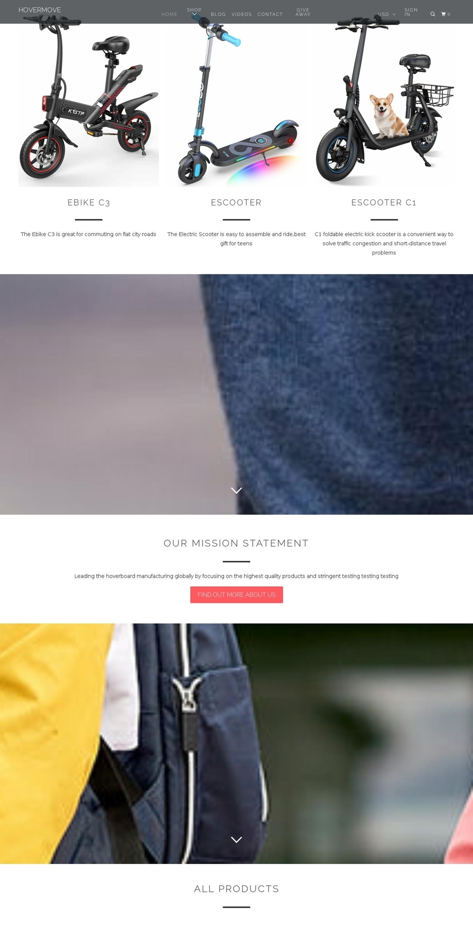hovermove.com shopify website screenshot