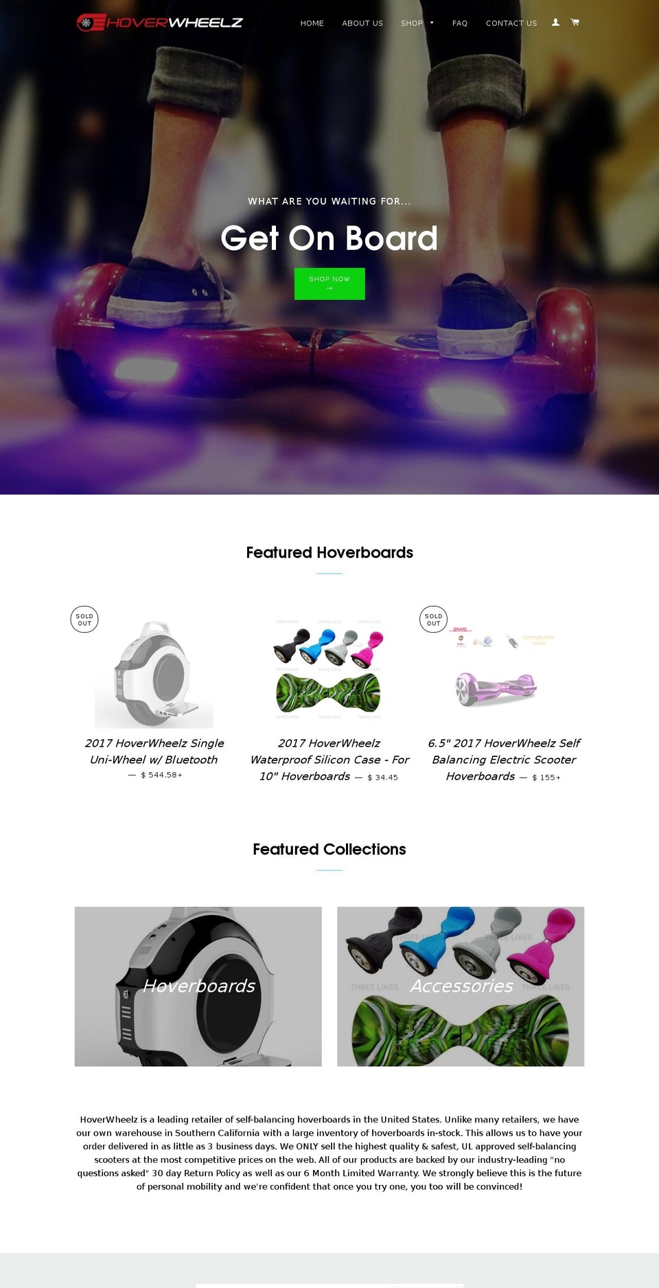 hoverwheelz.net shopify website screenshot