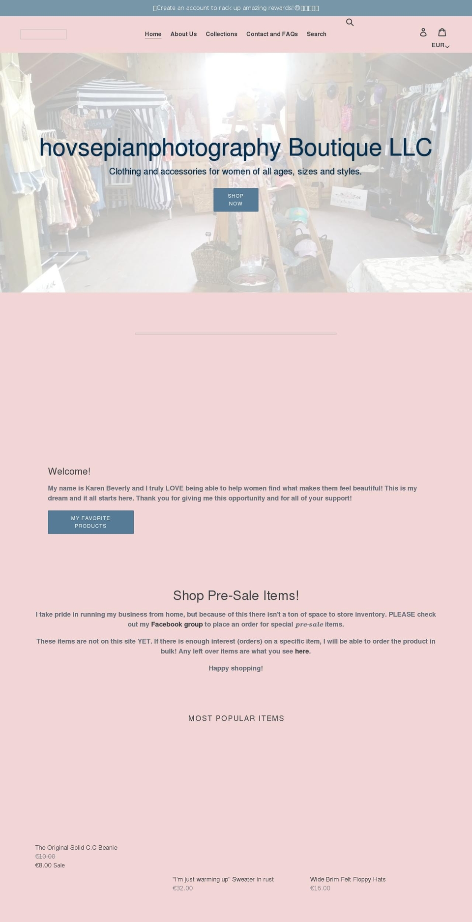 hovsepianphotography.com shopify website screenshot