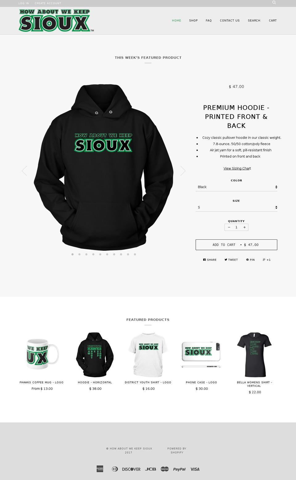howaboutwekeepsioux.com shopify website screenshot