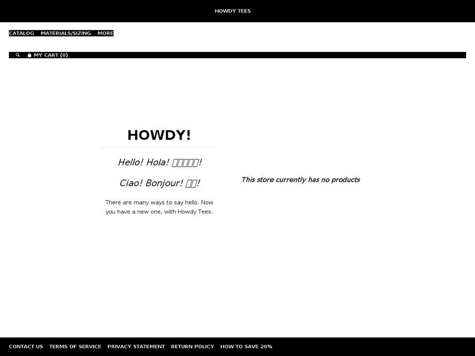 howdy-tees.com shopify website screenshot