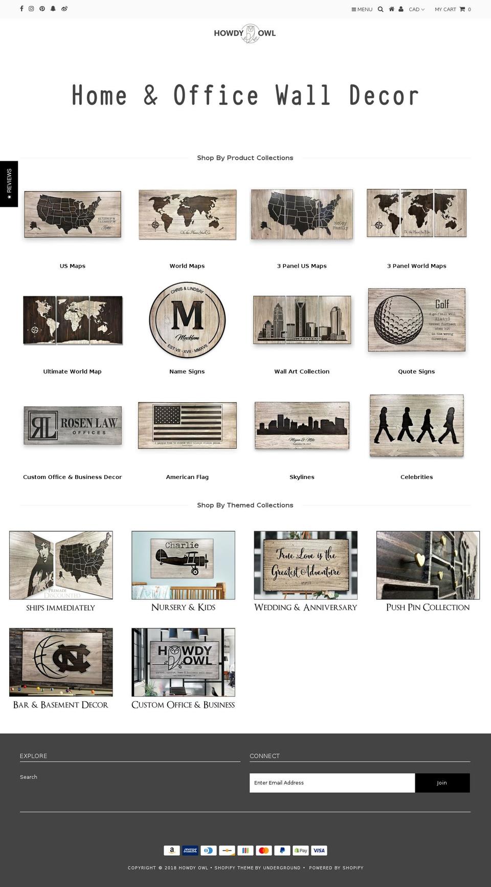 howdyowlsigns.com — Shopify storefront screenshot