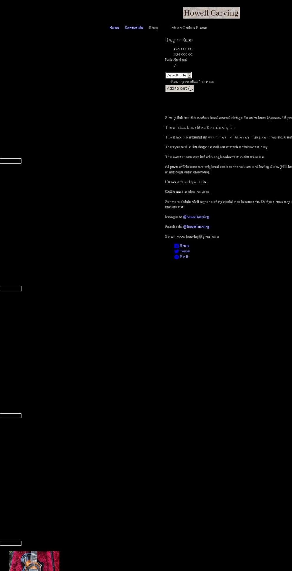 howellcarving.com shopify website screenshot