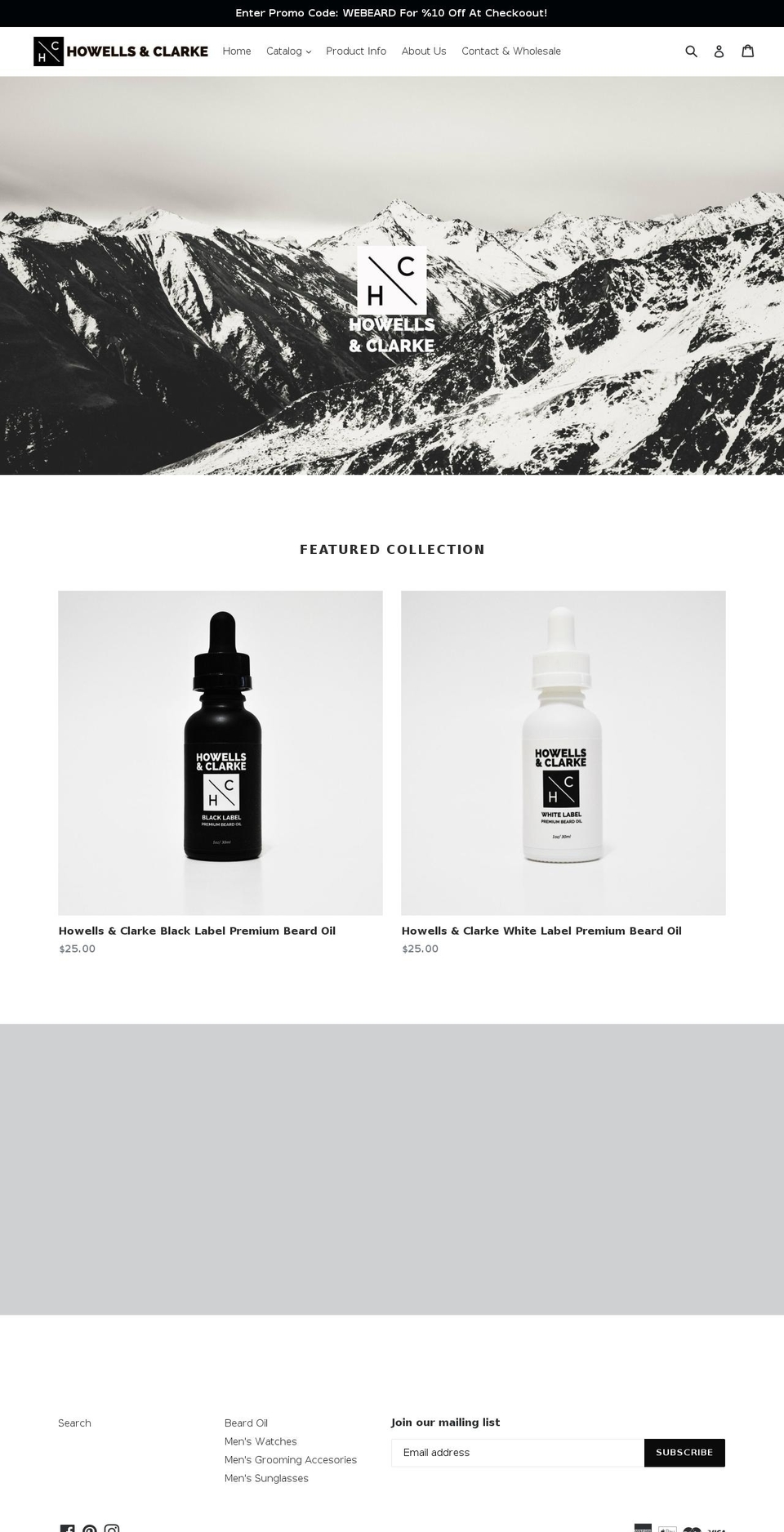 howellsandclarke.com — Shopify storefront screenshot