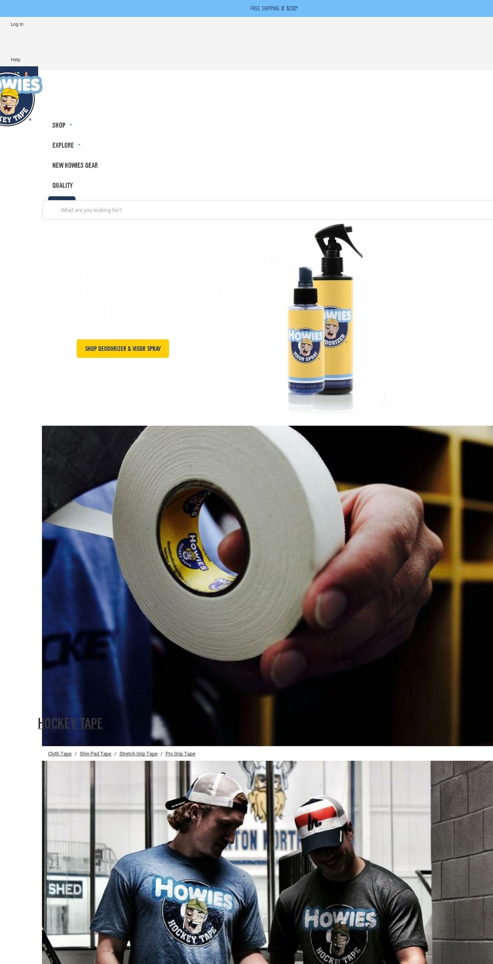 howieshockeytape.ca shopify website screenshot