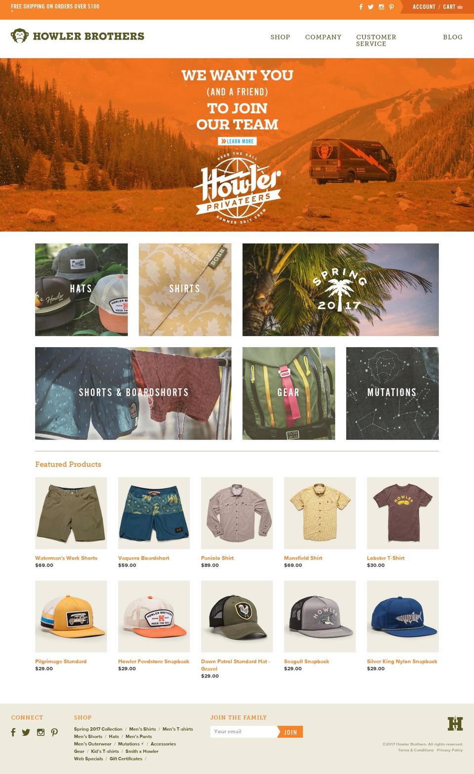 howlerbrothers.com shopify website screenshot