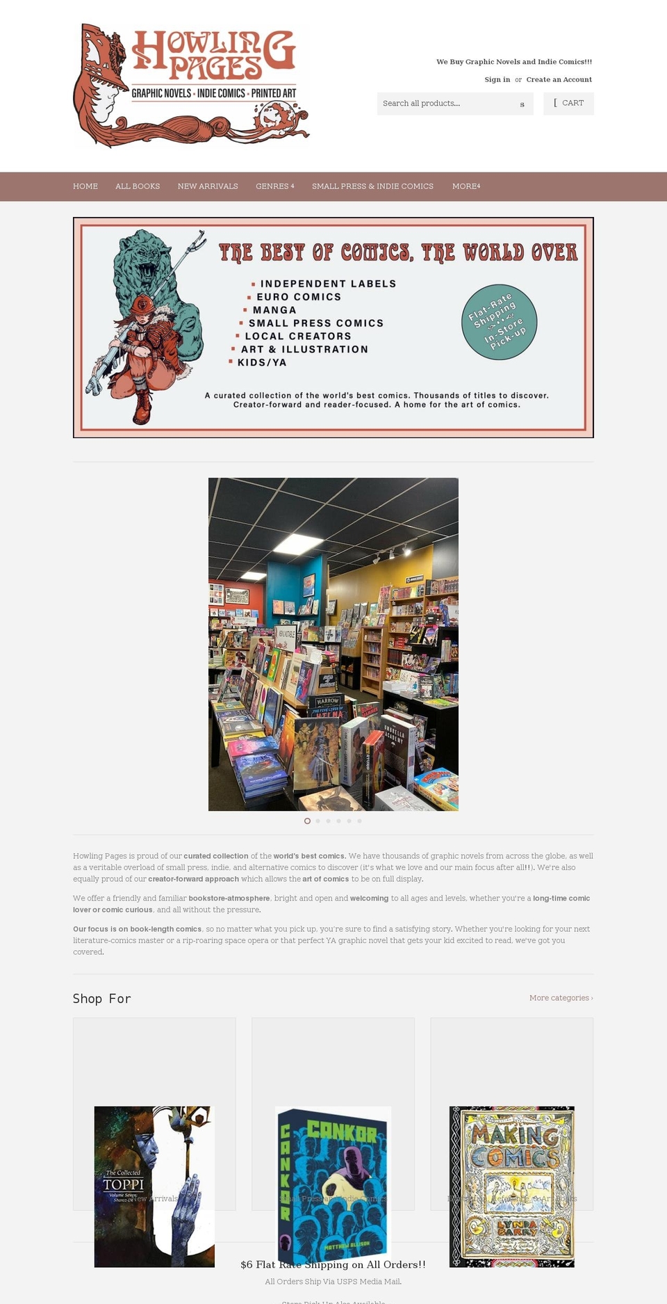 howlingpages.com shopify website screenshot