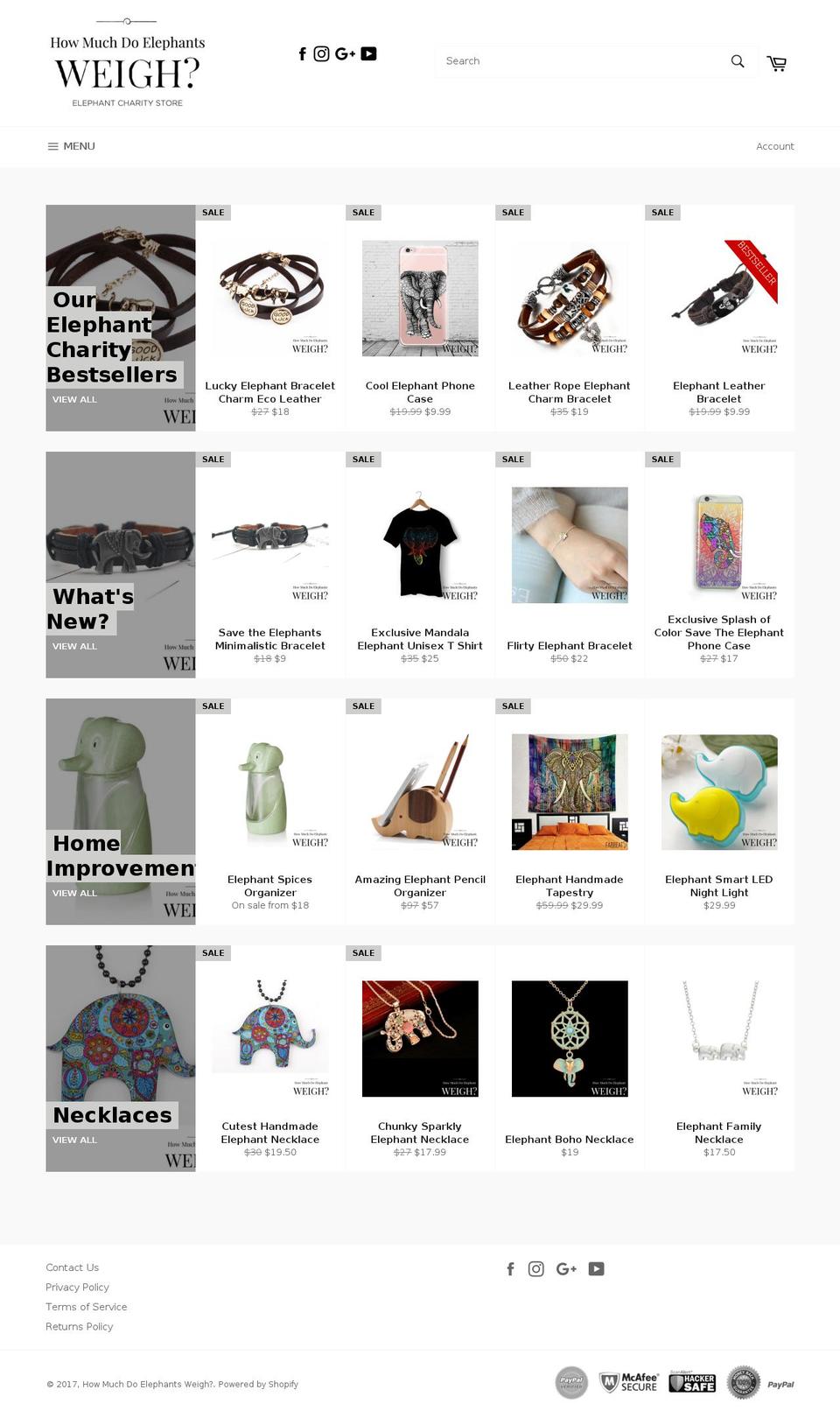 howmuchdoesanelephantweigh.com shopify website screenshot