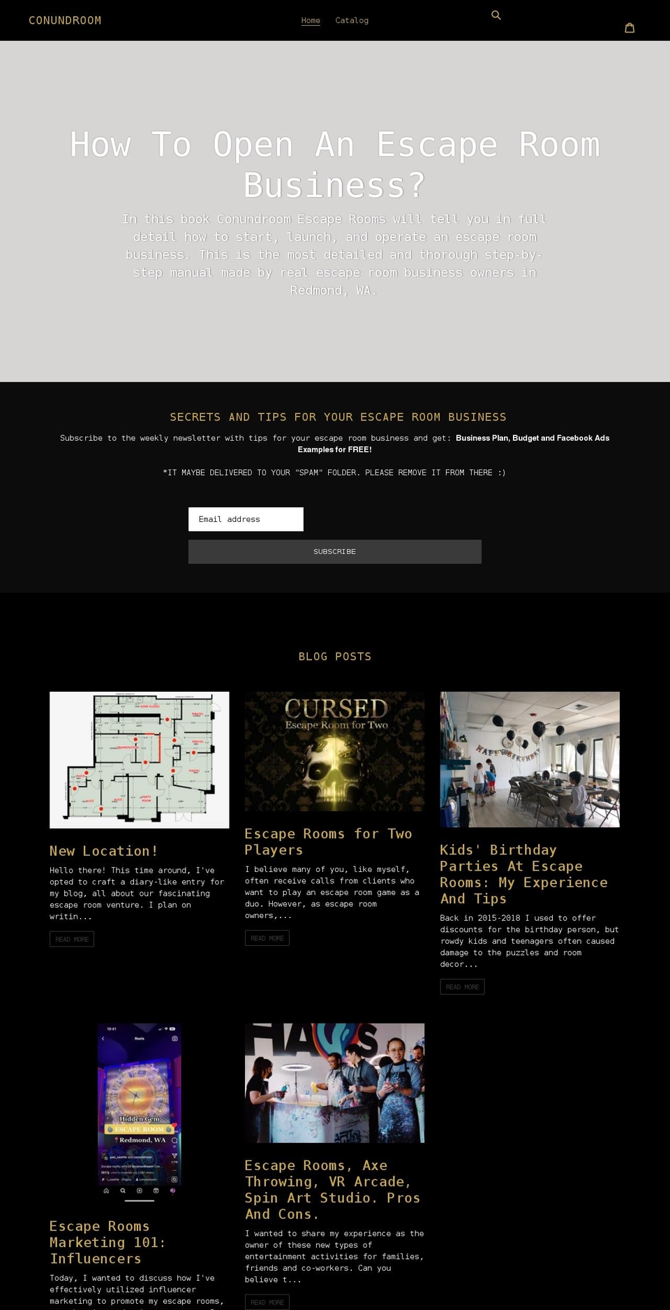 howtoopenescaperoom.com shopify website screenshot