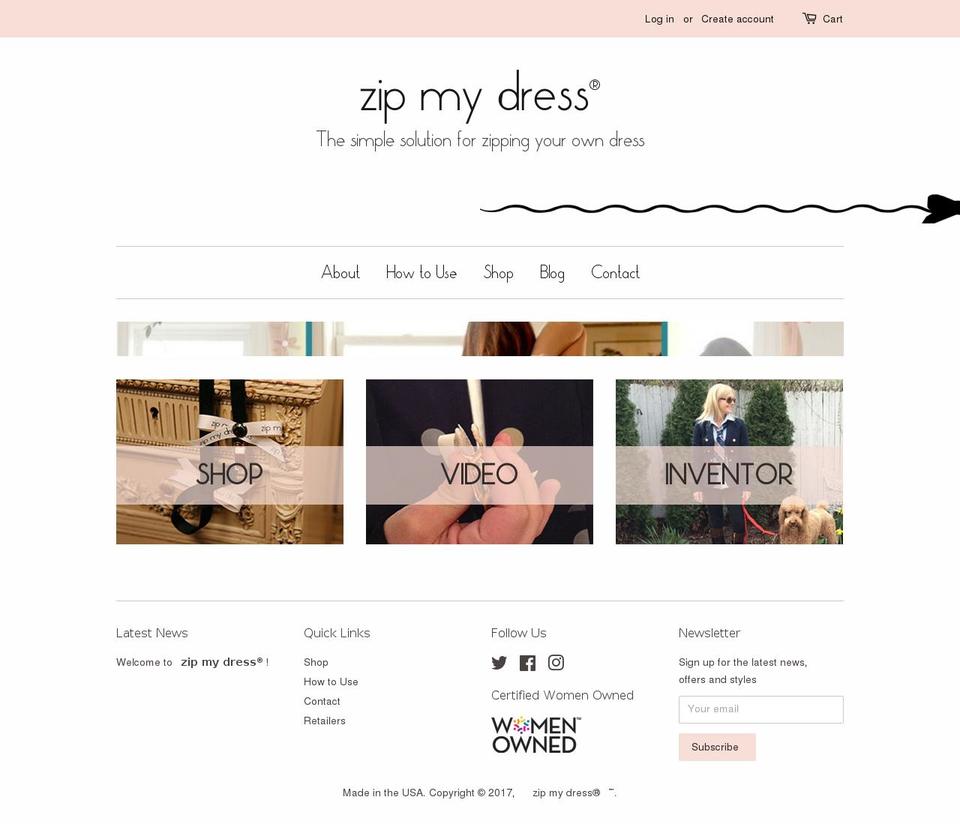 howtozipmydress.com shopify website screenshot