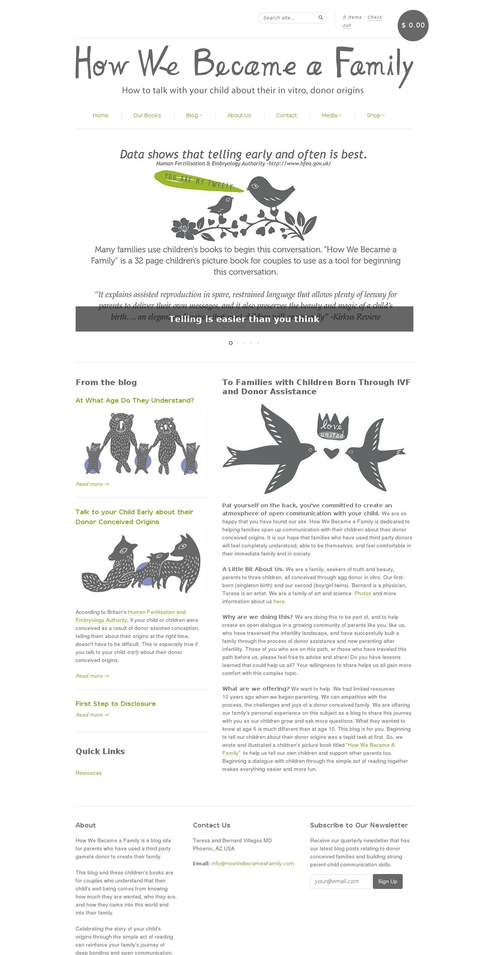 howwebecameafamily.com shopify website screenshot