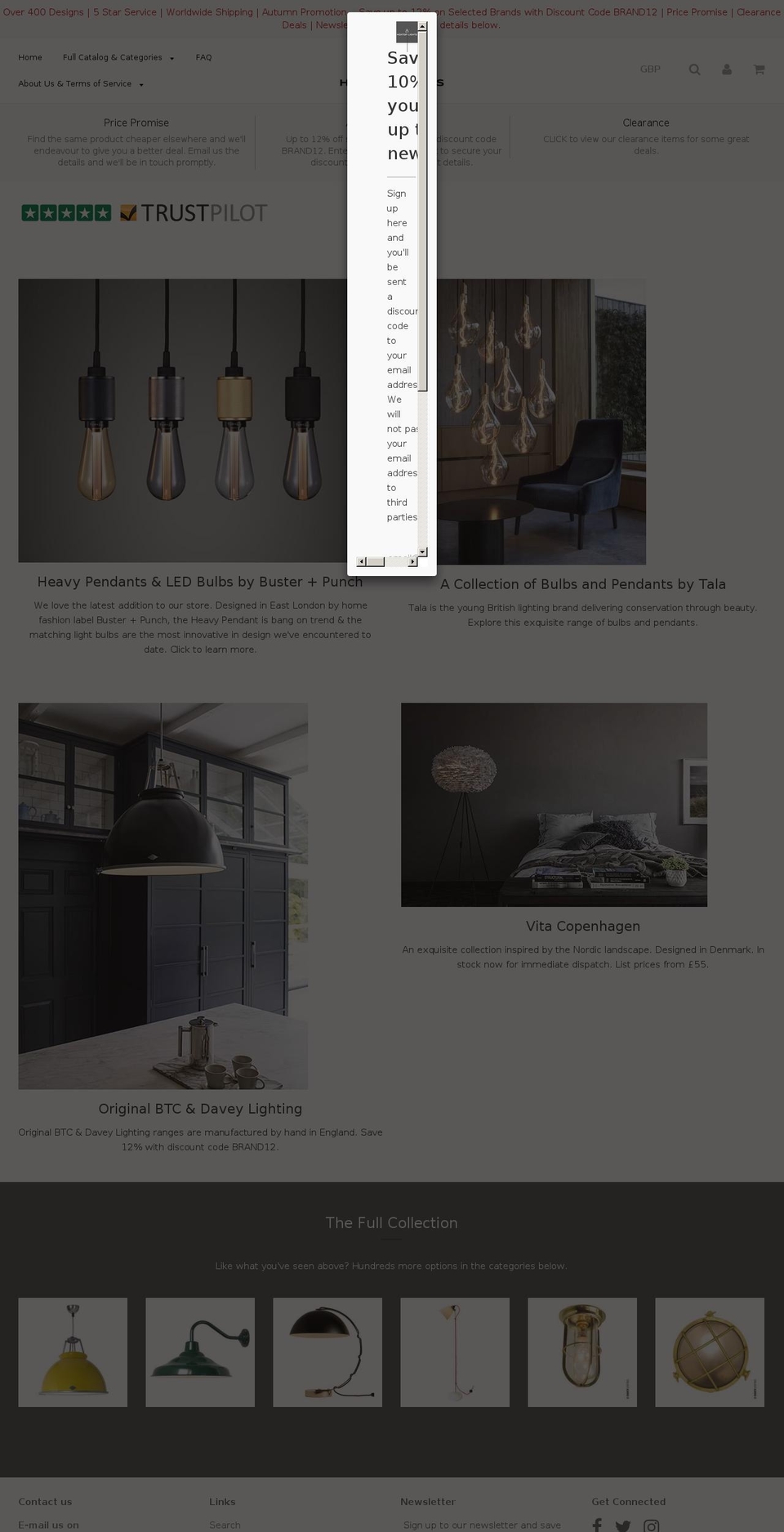 hoxtonlights.com — Shopify storefront screenshot
