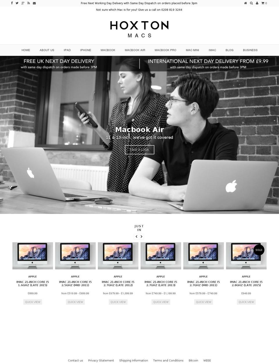 hoxtonmacs.co.uk shopify website screenshot