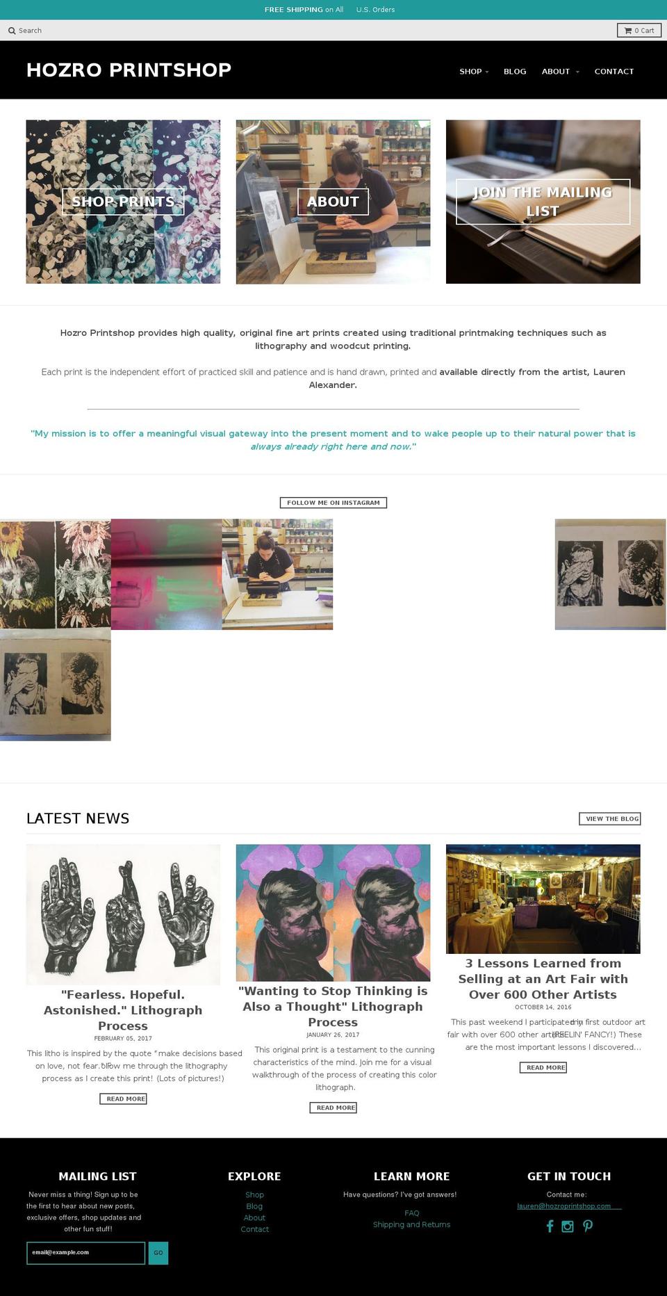 hozroprintshop.com shopify website screenshot