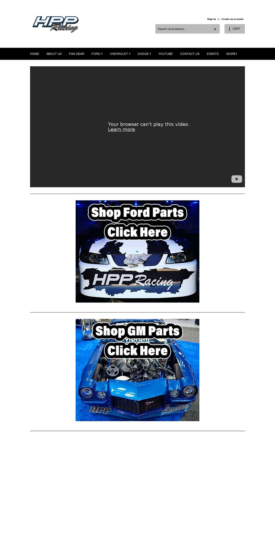 hppracing.com shopify website screenshot