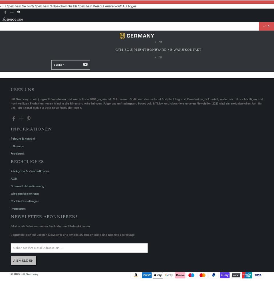 hq-germany.com shopify website screenshot