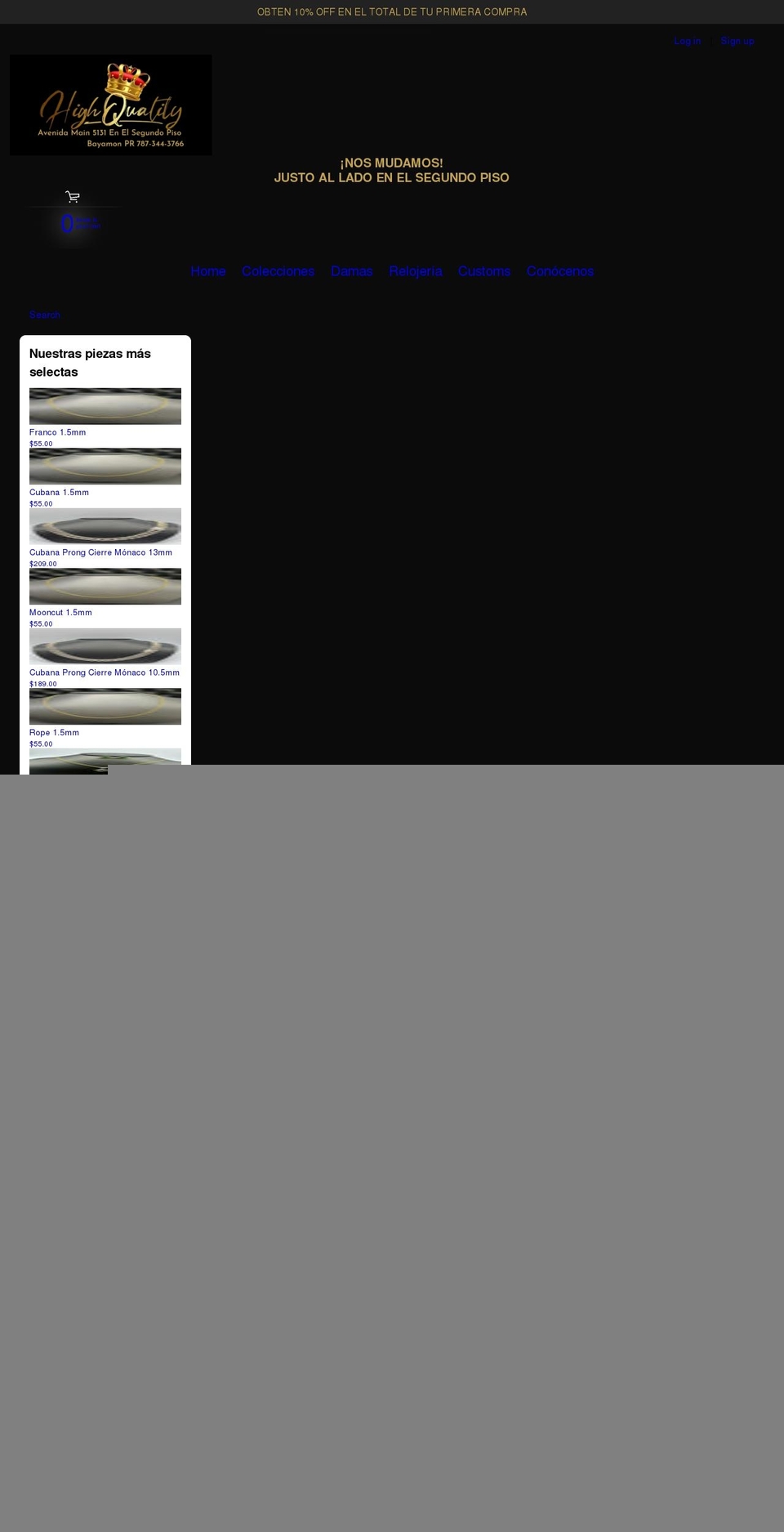 hqjewelrystore.com shopify website screenshot