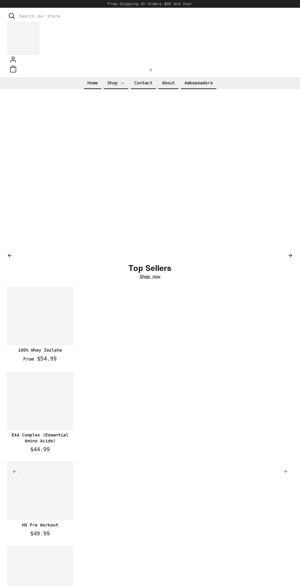 hqnutrition.com shopify website screenshot