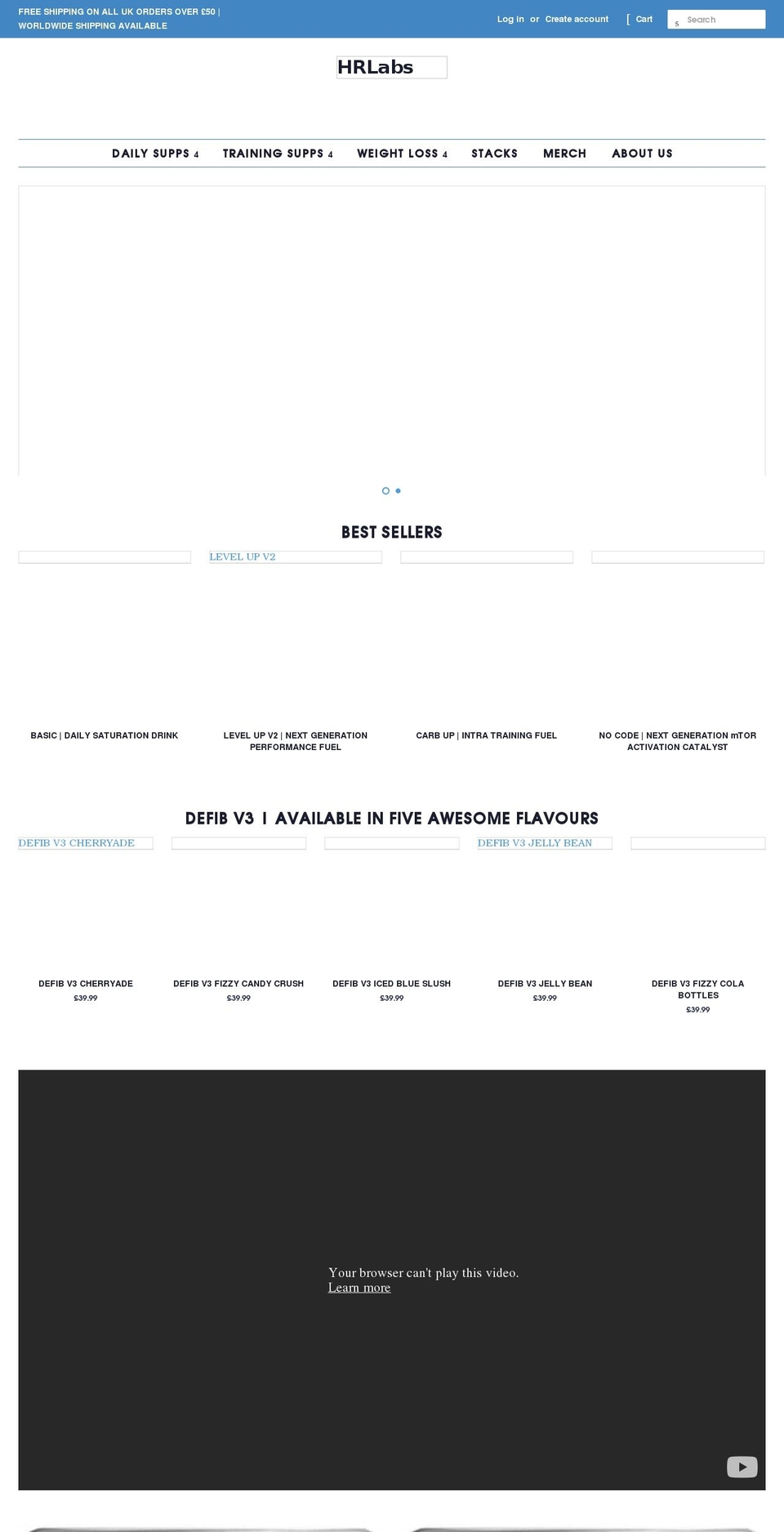 hr-labs.co.uk shopify website screenshot