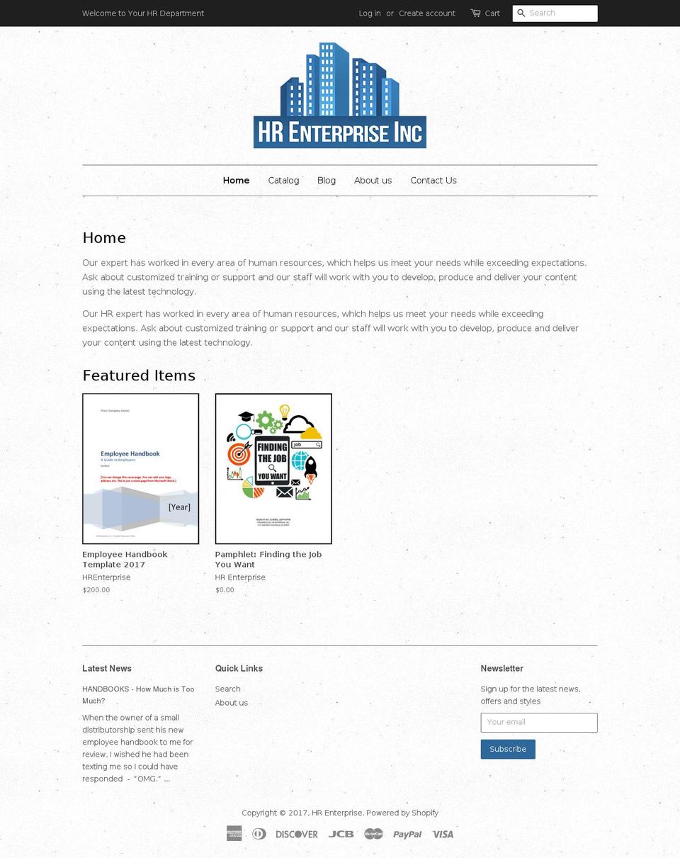 hrenterprise.com shopify website screenshot