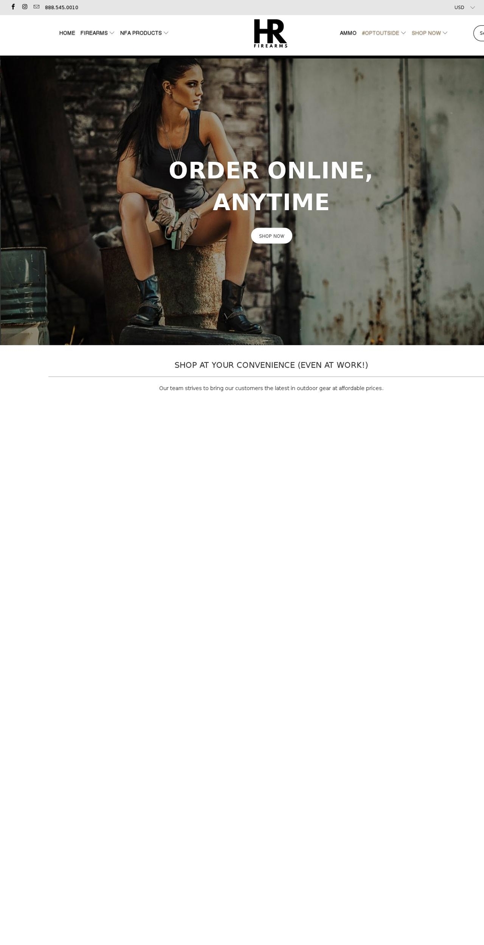 hrfirearms.com — Shopify storefront screenshot