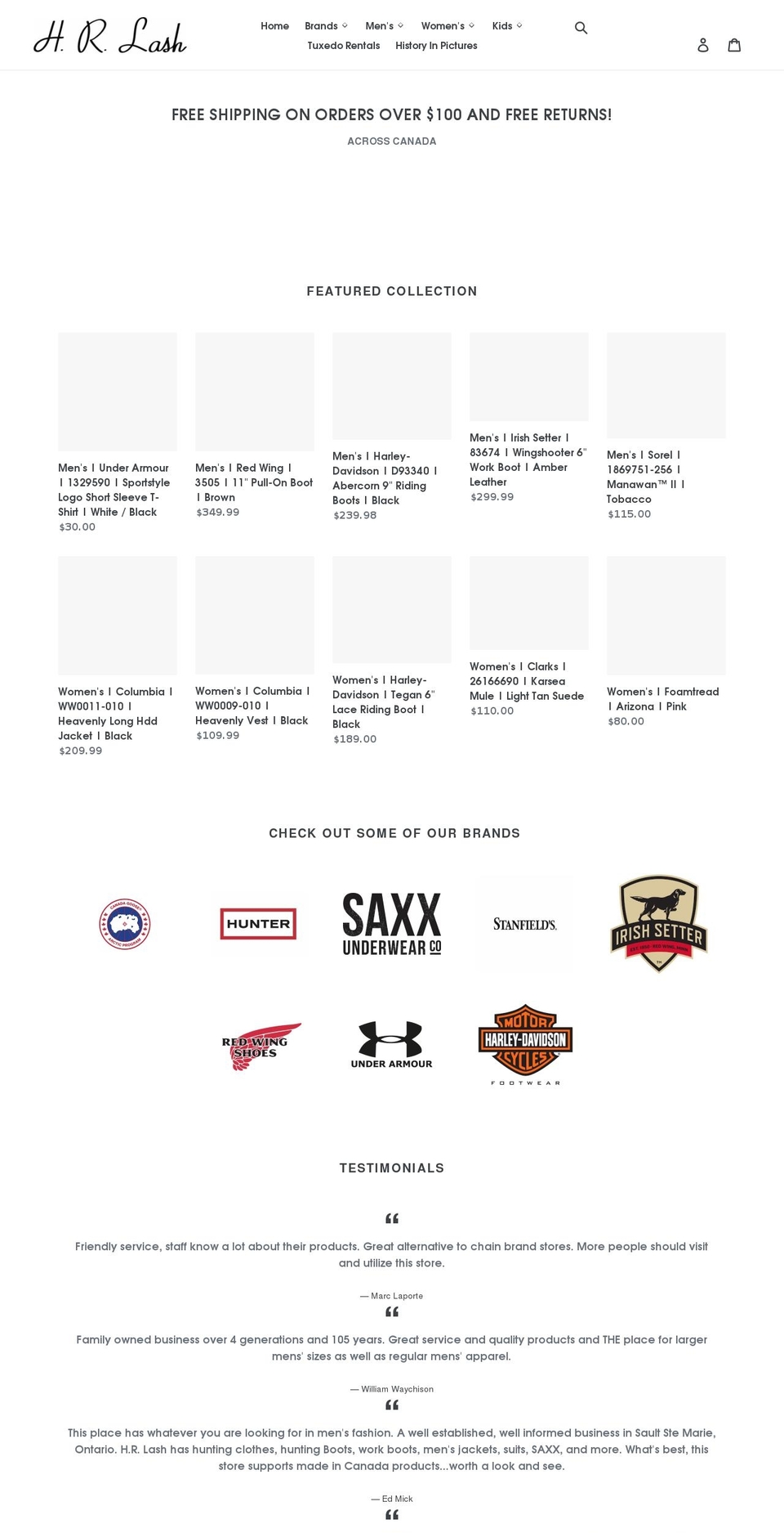 hrlash.com shopify website screenshot