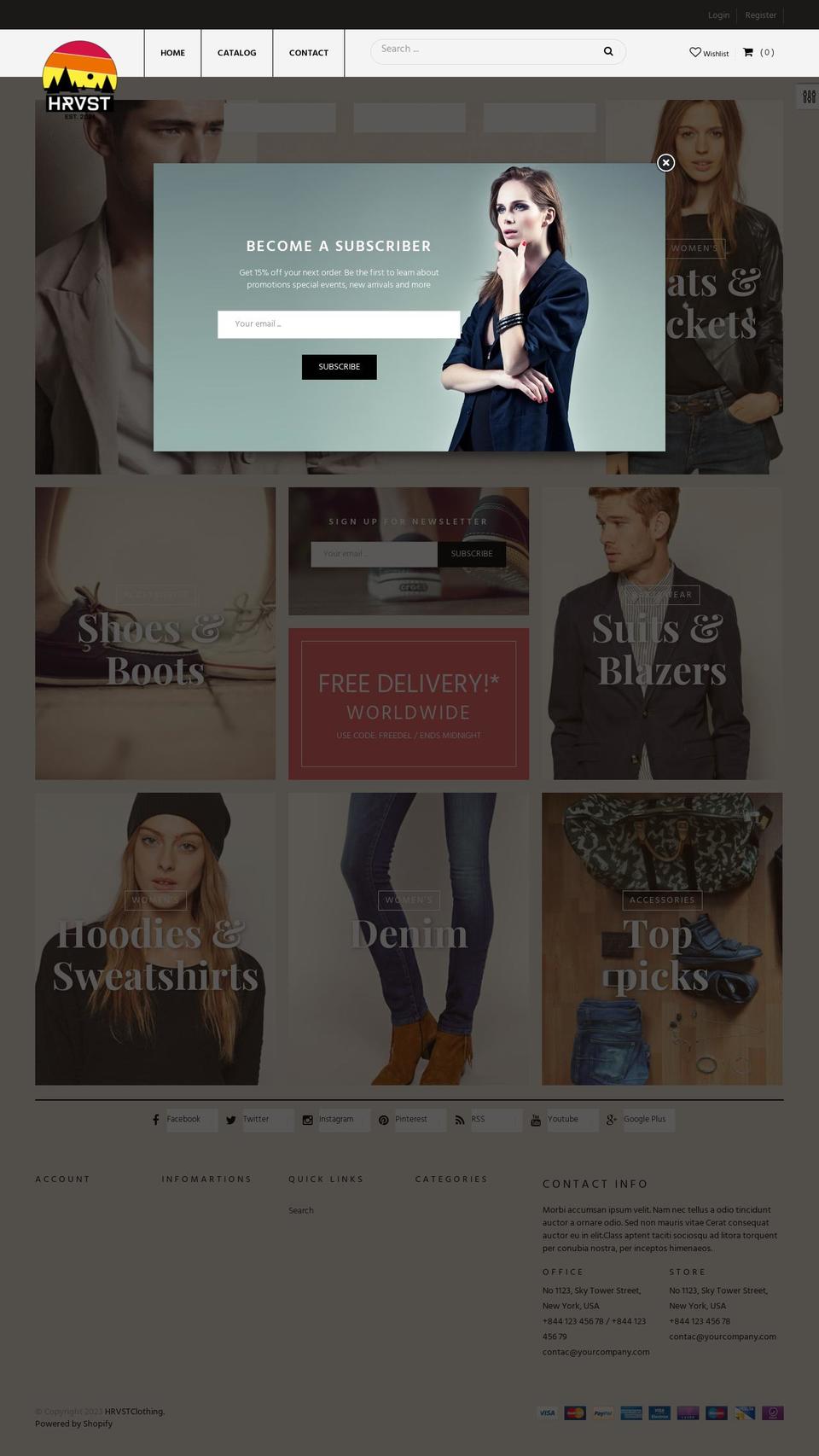 hrvstclothing.com shopify website screenshot