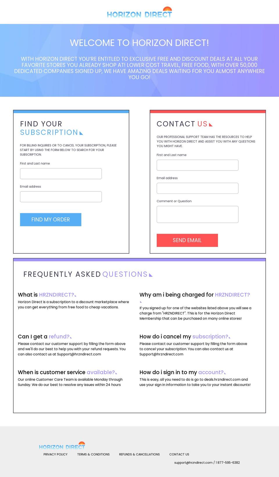 hrzndirect.com shopify website screenshot