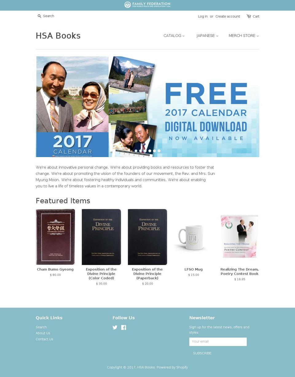 hsabooks.com shopify website screenshot