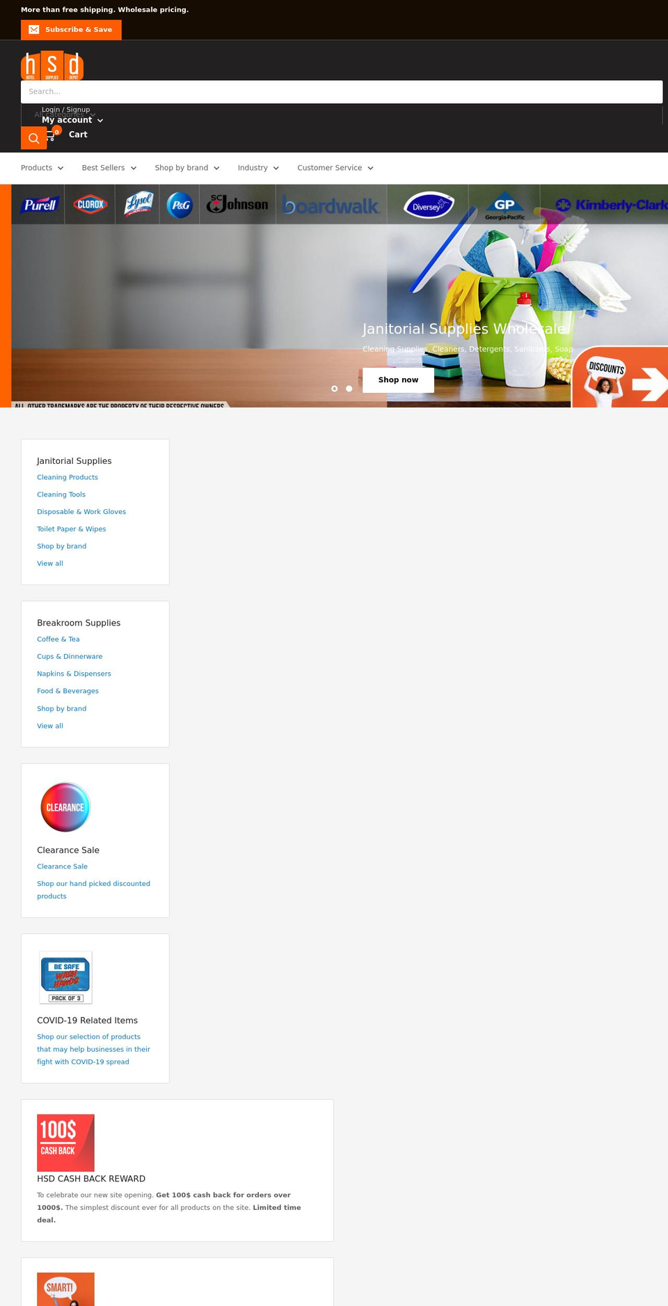 hsdwholesale.com shopify website screenshot