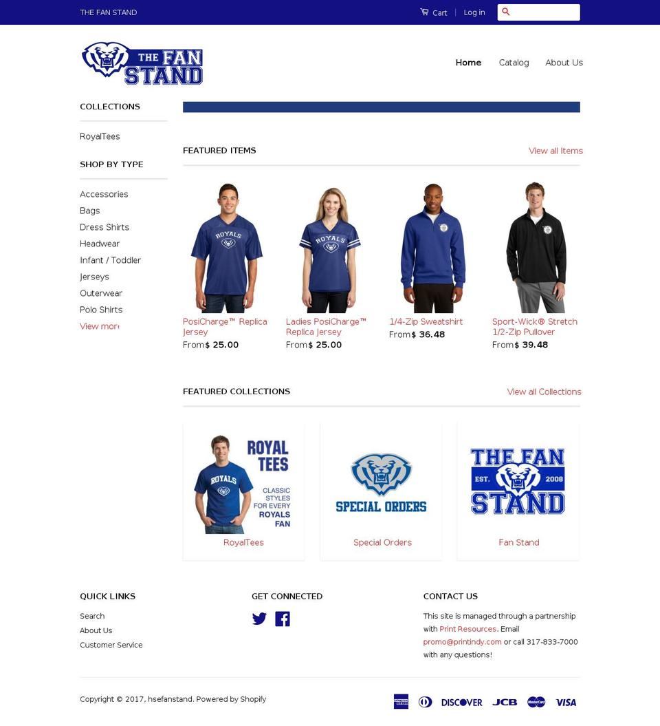 hsefanstand.com shopify website screenshot