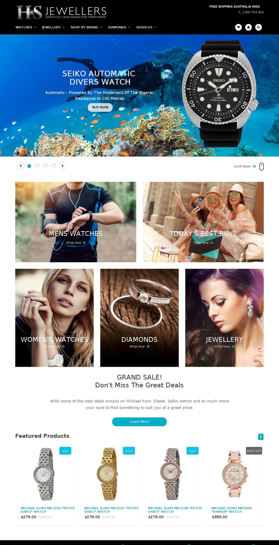 hsjewellers.com.au shopify website screenshot