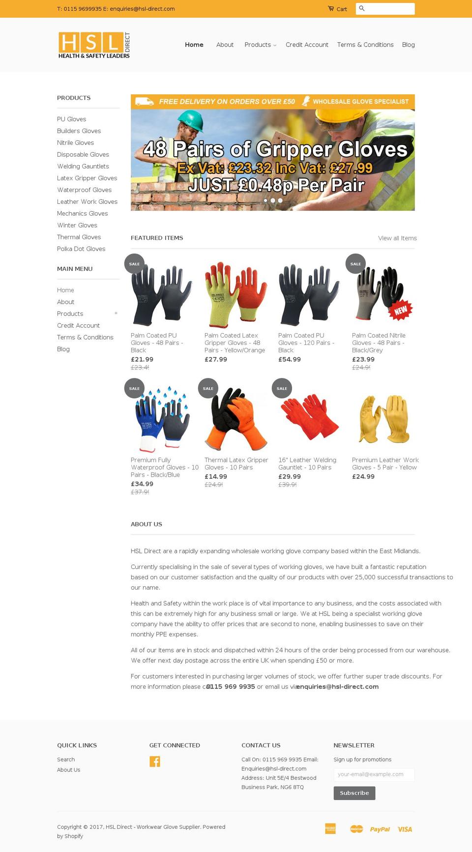 hsl-direct.com shopify website screenshot