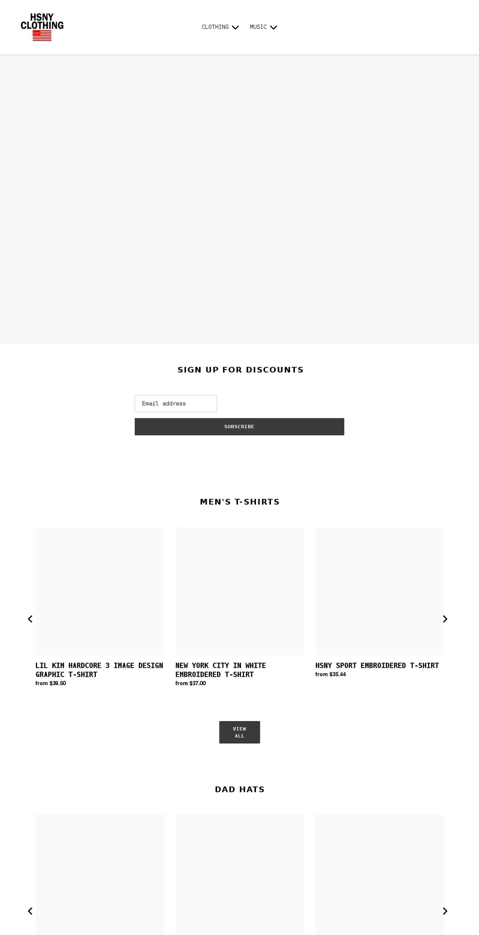 hsnyclothing.com shopify website screenshot