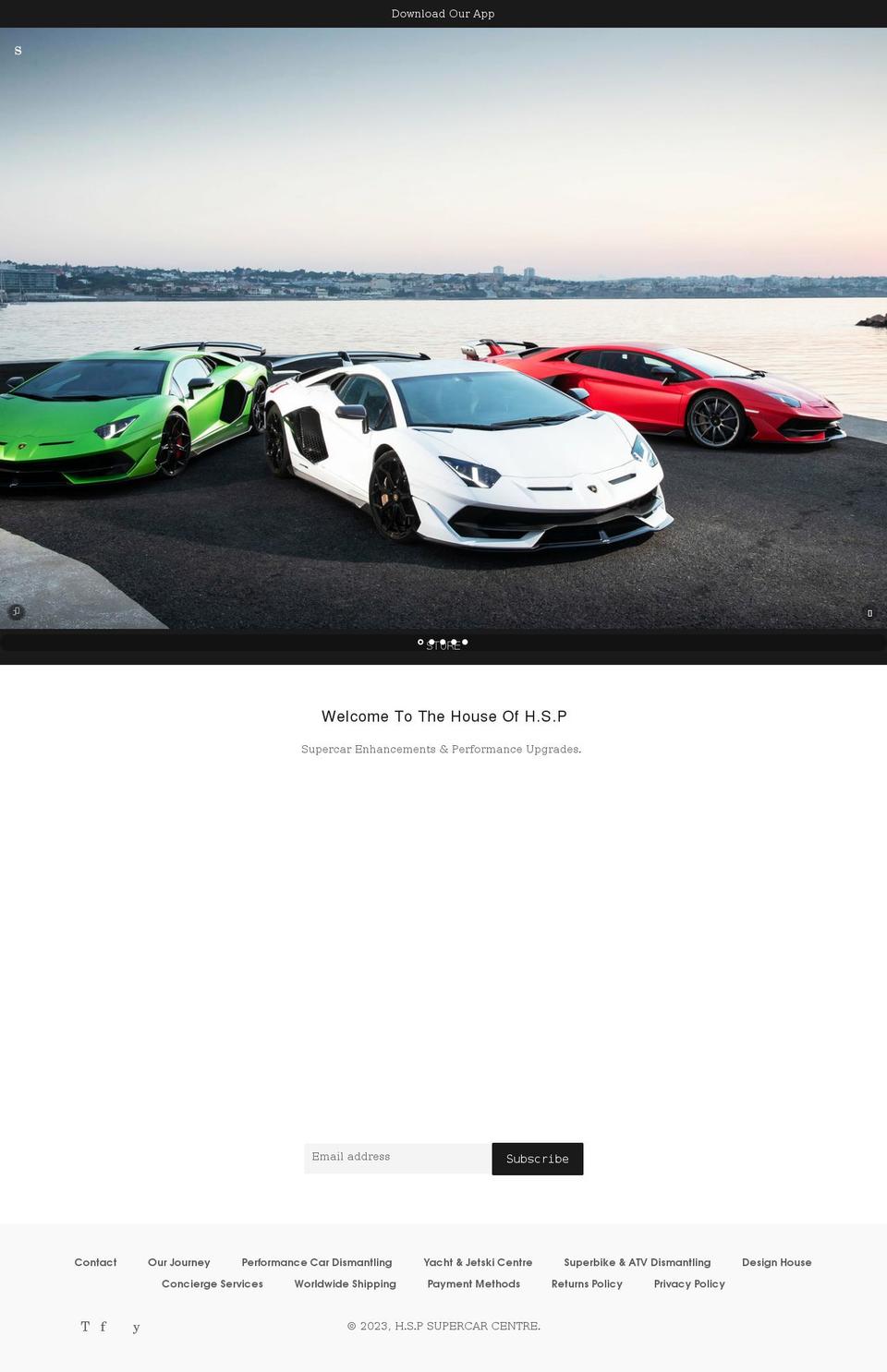 hspsupercarcentre.com shopify website screenshot