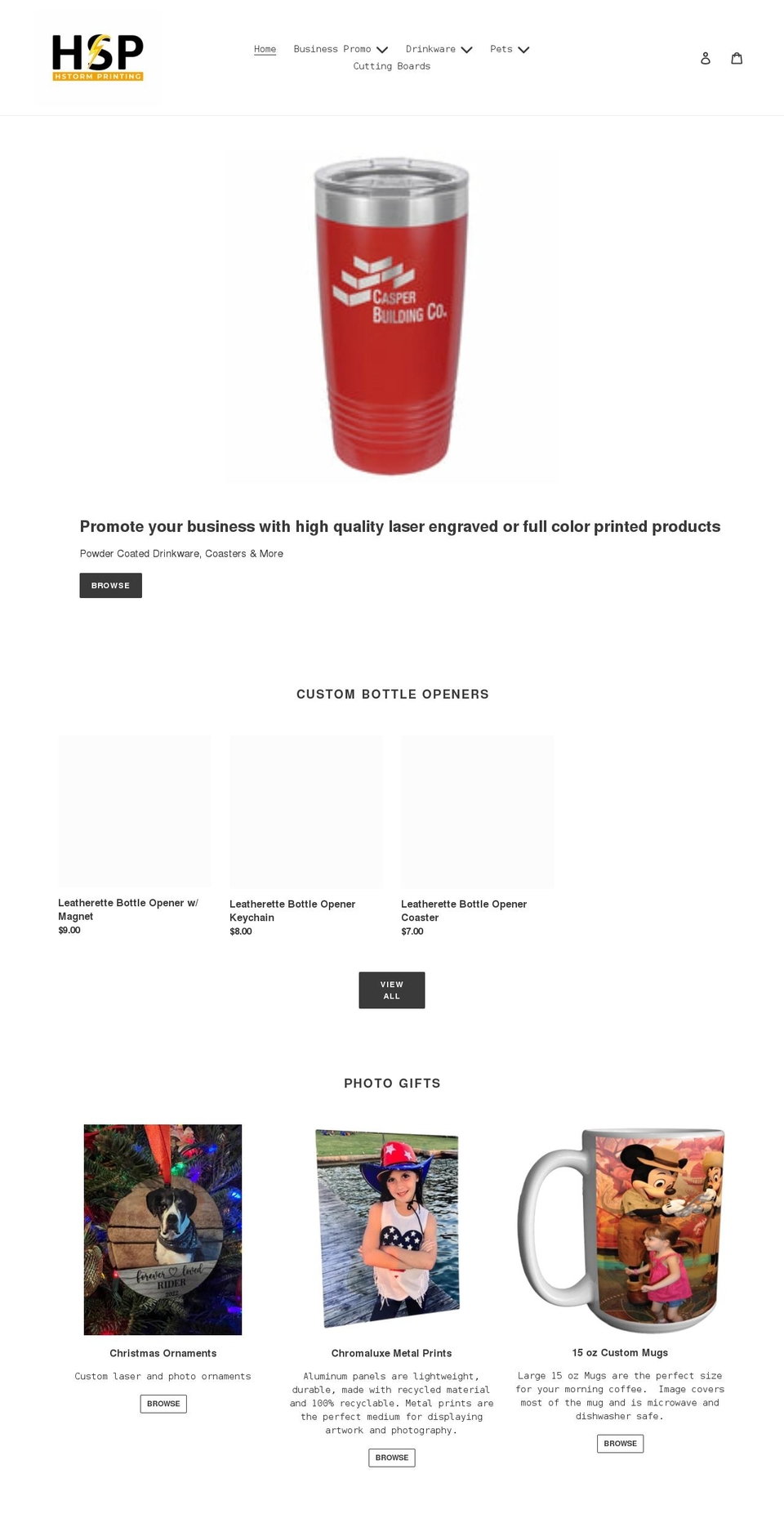 hstormprinting.com shopify website screenshot