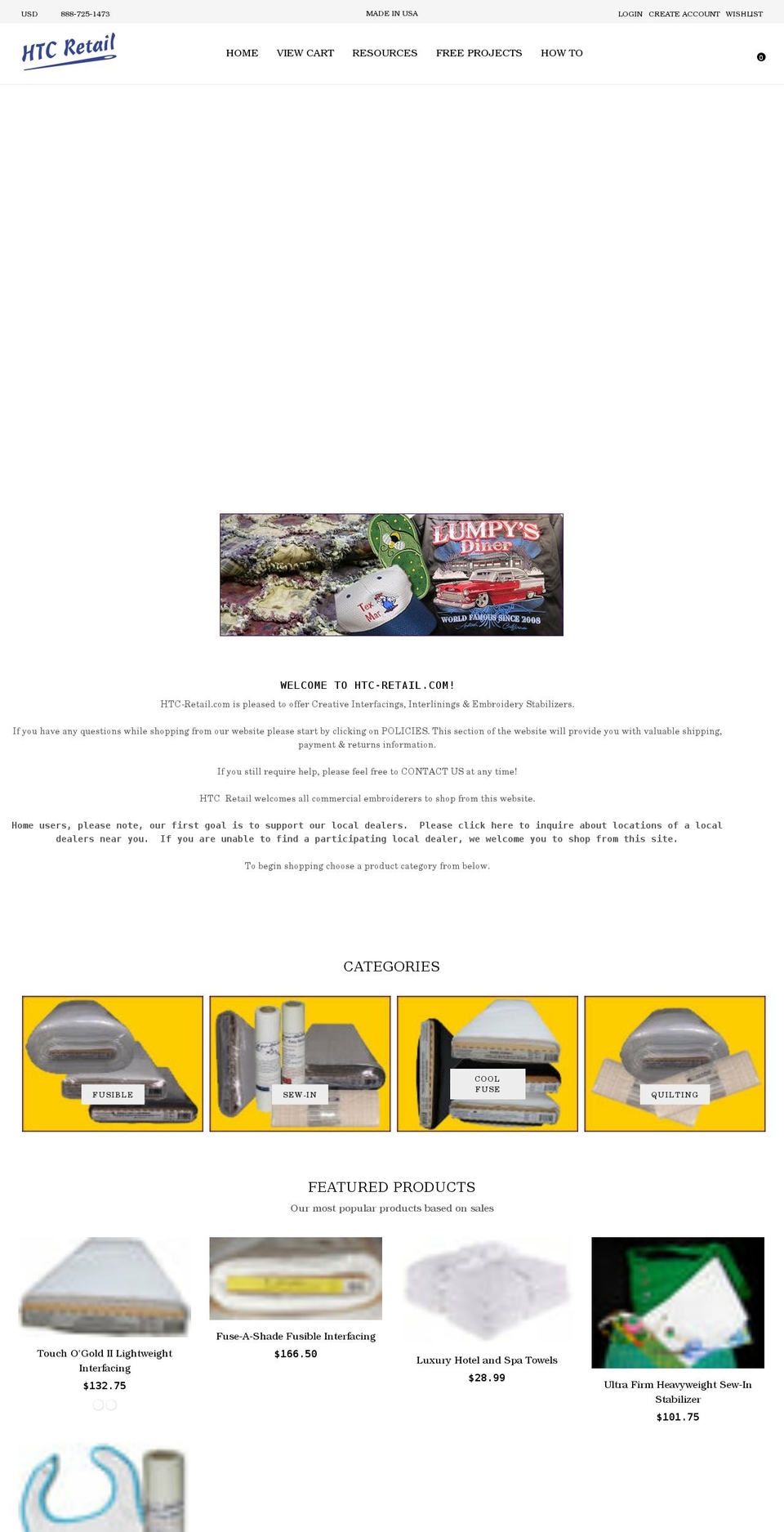 htc-retail.com shopify website screenshot