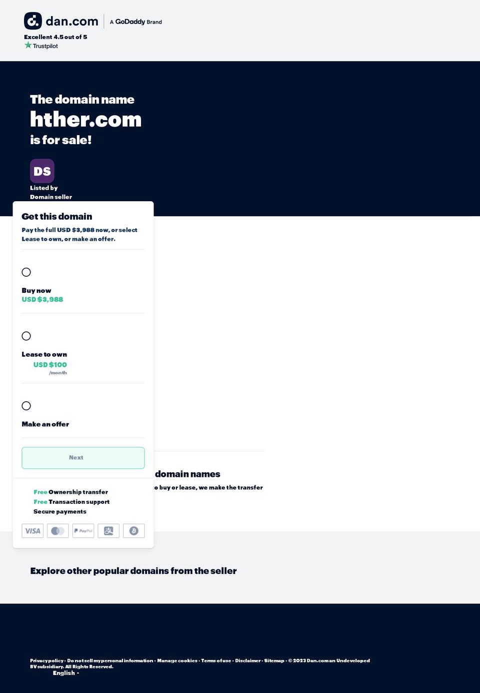 hther.com shopify website screenshot